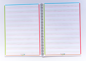 Cahier avec des lignes de couleurs - interligne 3 mm - A4 - reliure intégrale (REF 400185641)
