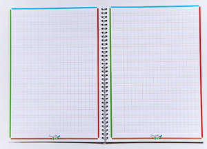 Cahier avec des lignes de couleurs - interligne 2 mm à carreaux - A4 - reliure intégrale - (REF 400185639)